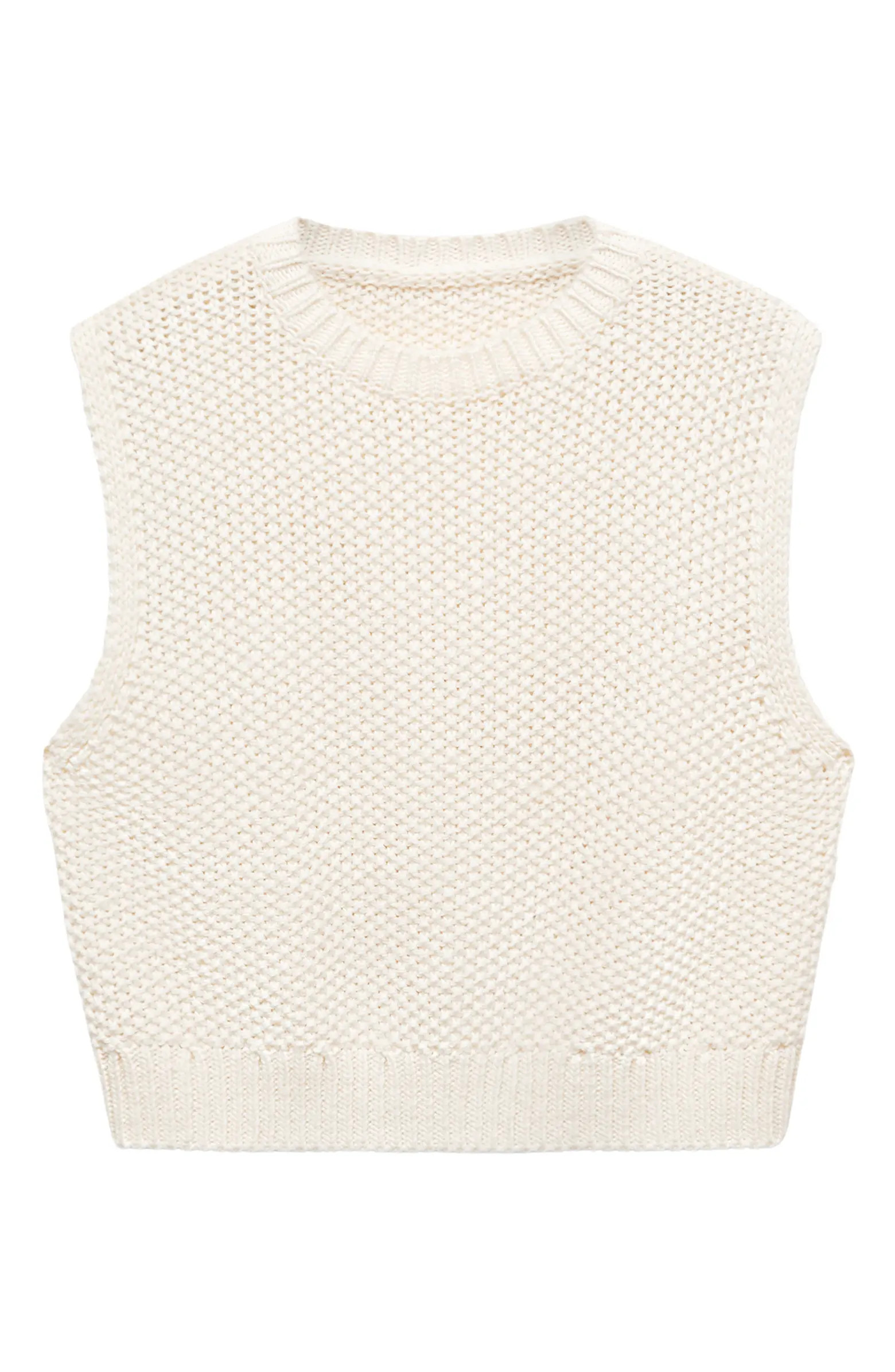 MANGO Chunky Stitch Crop Crewneck Sweater Tank | Nordstrom | Nordstrom