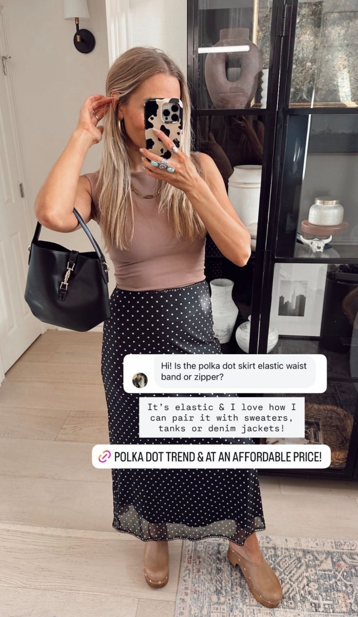 🤍 It’s elastic & I love how I can pair it with sweaters, tanks or denim jackets!