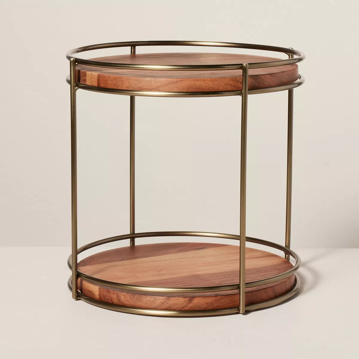 Tiered Wood & Metal Round Serving Stand Brass/Brown - Hearth & Hand™ with Magnolia: Cupcake & D... | Target