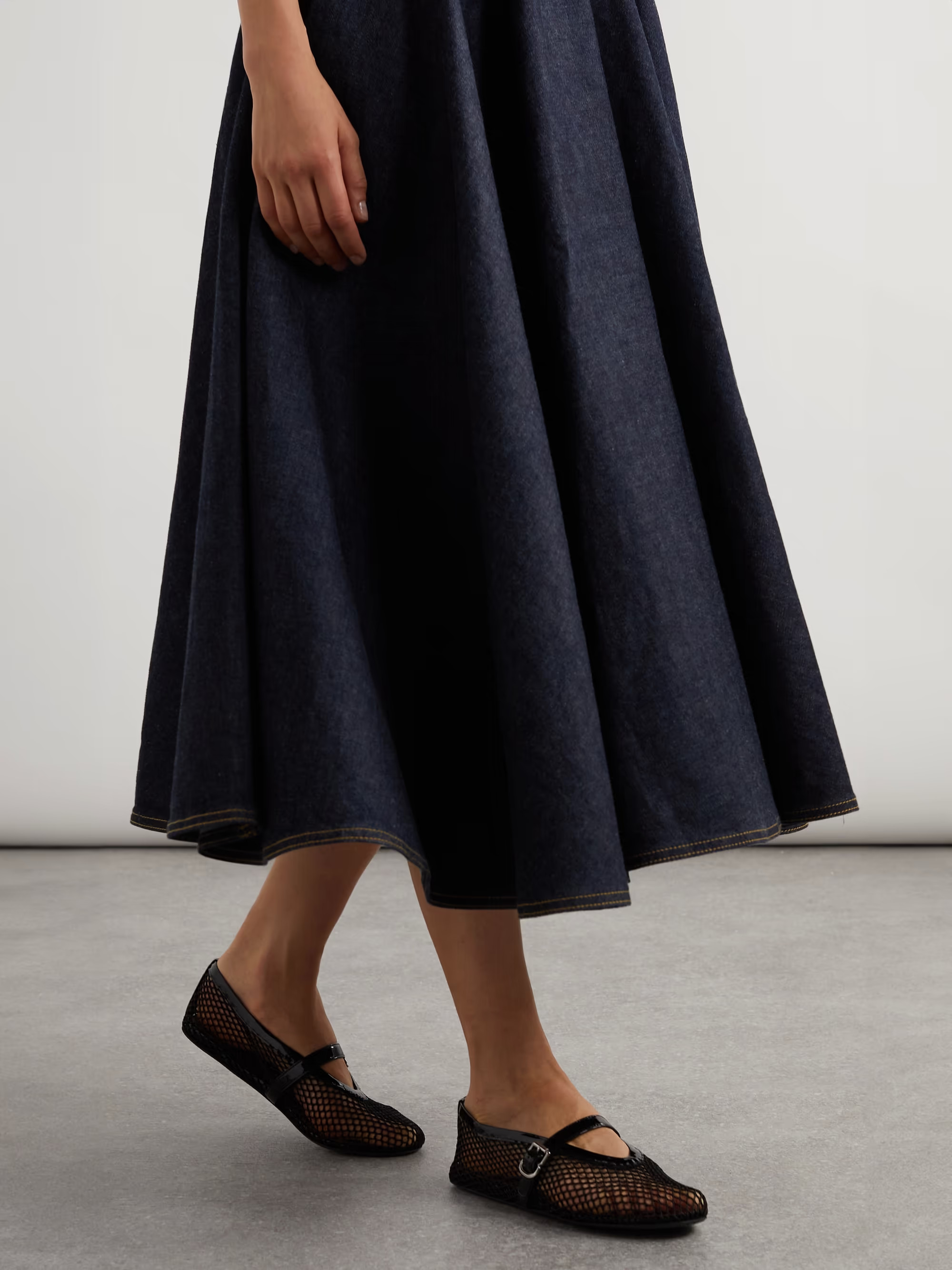 Patent leather-trimmed mesh ballet flats | NET-A-PORTER (US)