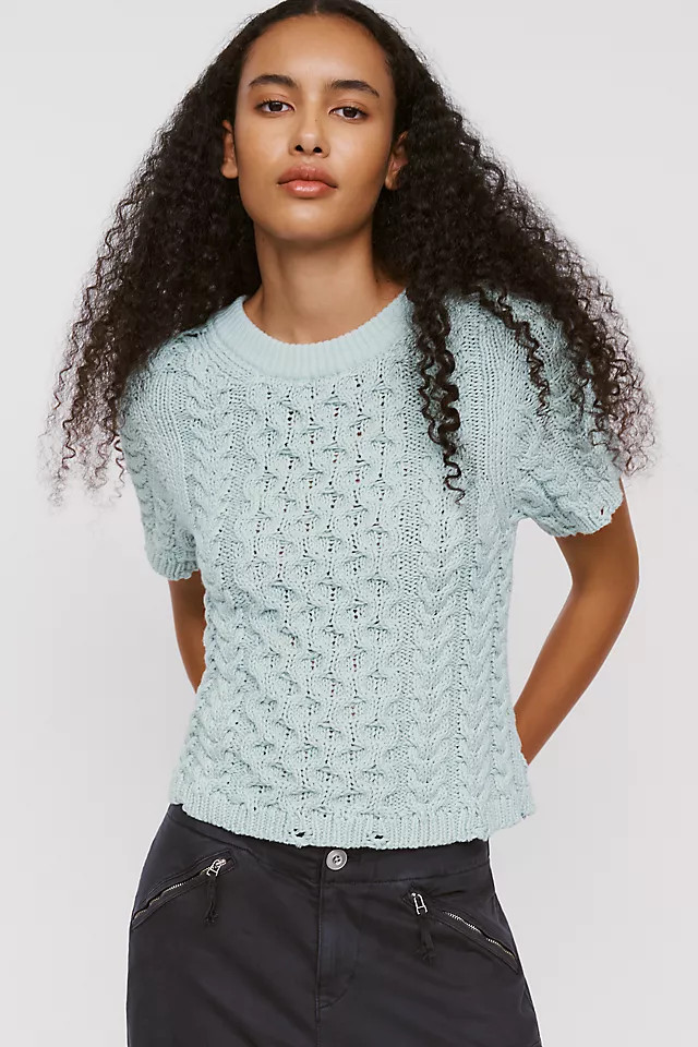 Cable-Knit Short-Sleeve Sweater | Anthropologie (US)