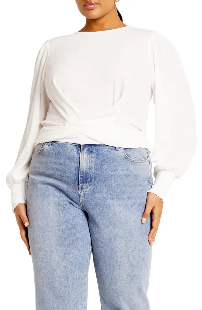 City Chic Amira Twist Long Sleeve Top | Nordstrom | Nordstrom