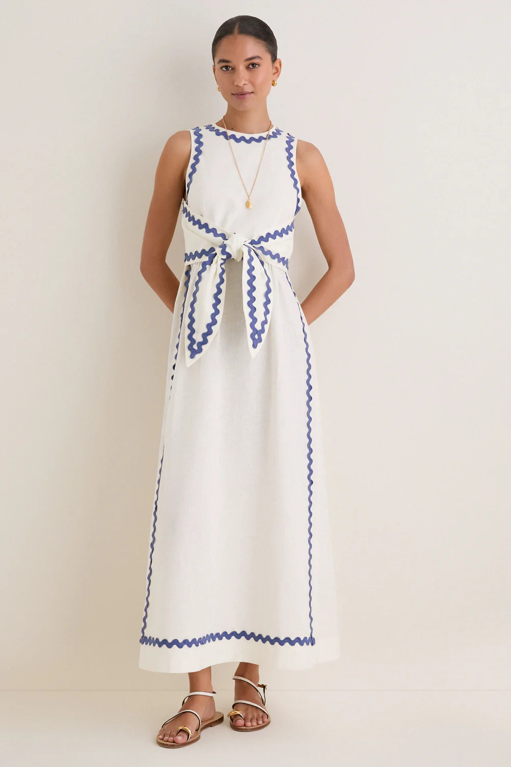 White Ric Rac Tie Brocks Dress | Tuckernuck (US)