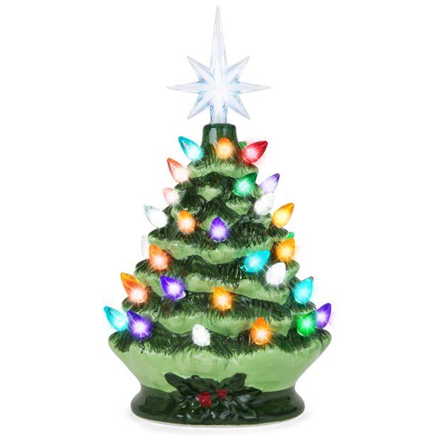 Best Choice Products 9.5in Pre-Lit Hand-Painted Ceramic Tabletop Christmas Tree w/ Lights, 3 Star... | Walmart (US)