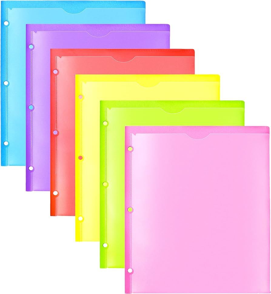 MAKHISTORY Heavy Duty Plastic Folders with Clear Front Pocket - 6PCS, 3 Pockets Folders with 3 Ho... | Amazon (US)