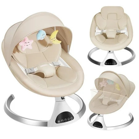 HARPPA Electric Baby Swing, Infant Swing with Remote Control, 5 Sway Speeds, Khaki | Walmart (US)