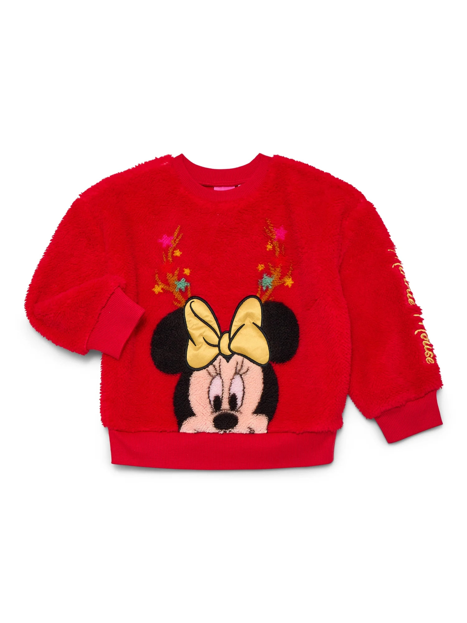Minnie Mouse Toddler Girls' Plush Faux Shearling Sweater, Sizes 12M-5T | Walmart (US)