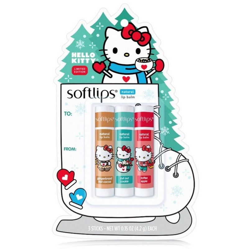 Softlips Hello Kitty Natural Lip Balm - Ice Skate - 3pk | Target