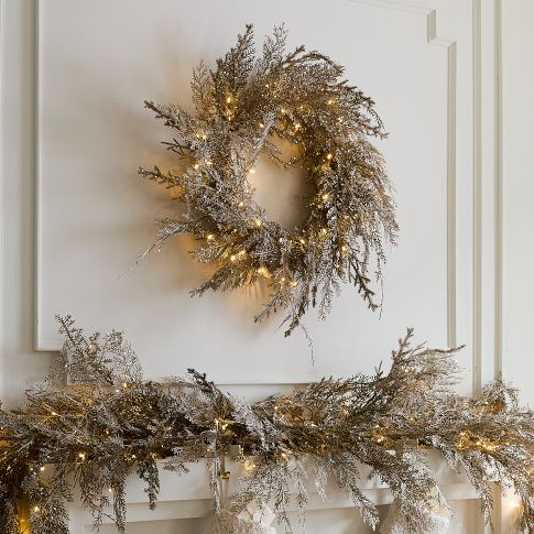 Faux Shimmer Wreath &amp; Garland | West Elm (US)