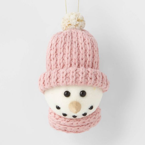 Knit Snowman Head Christmas Tree Ornament Light Pink - Wondershop™ | Target