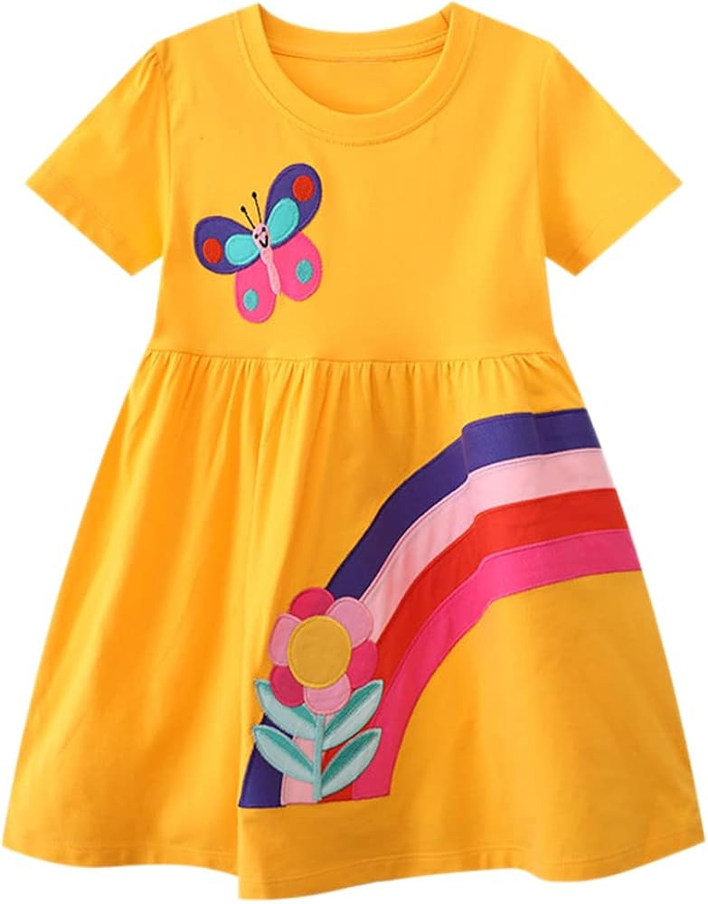 2-7 Years Girls Dresses Toddler Casual Summer Dress Cute A-line Dress for Home School | Amazon (US)