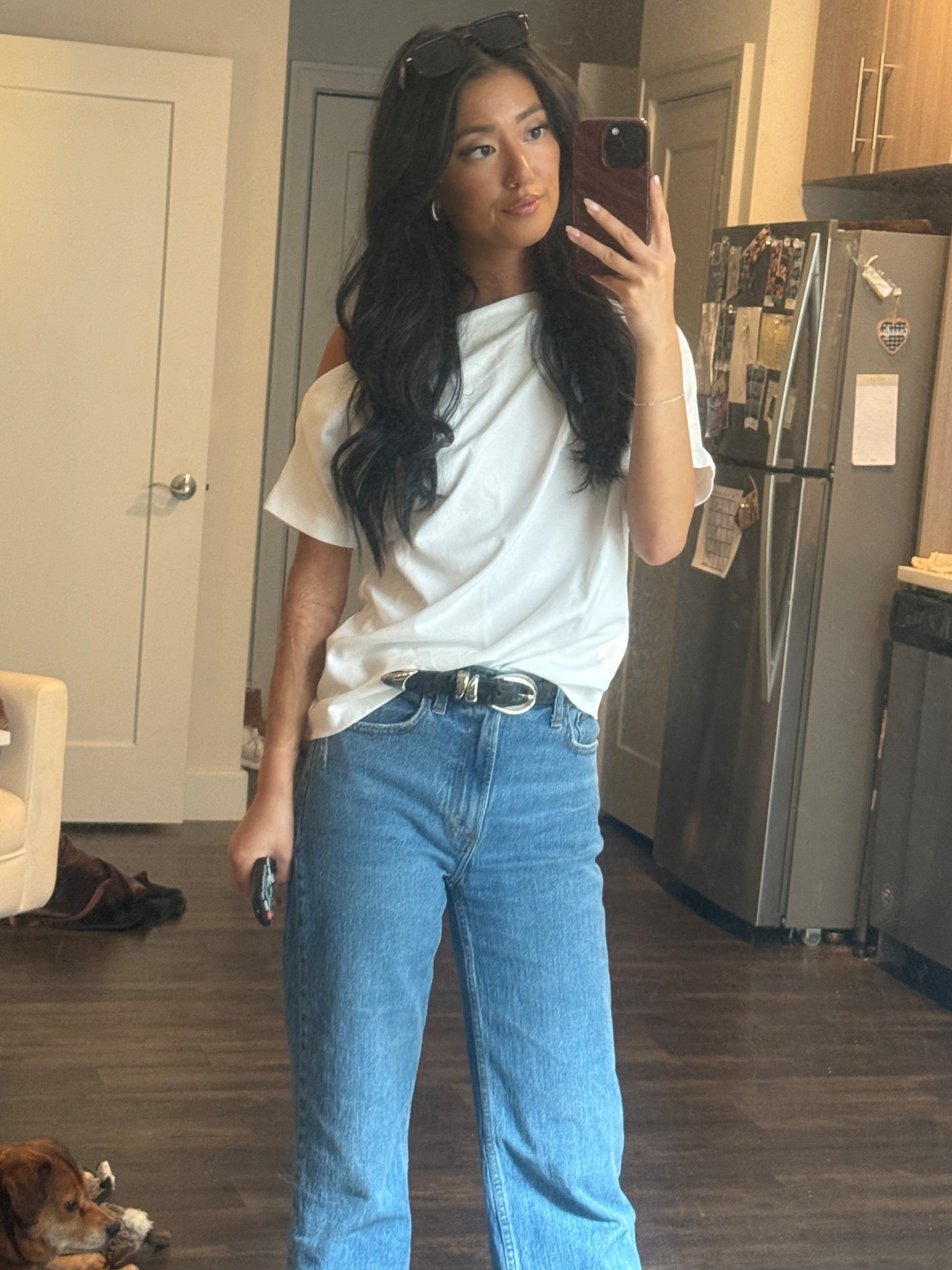 Top aritzia - size up!! girly said it shrinks in the wash and I prefer the oversized look anyway so don’t dry it 

Size: S

#LTKootd