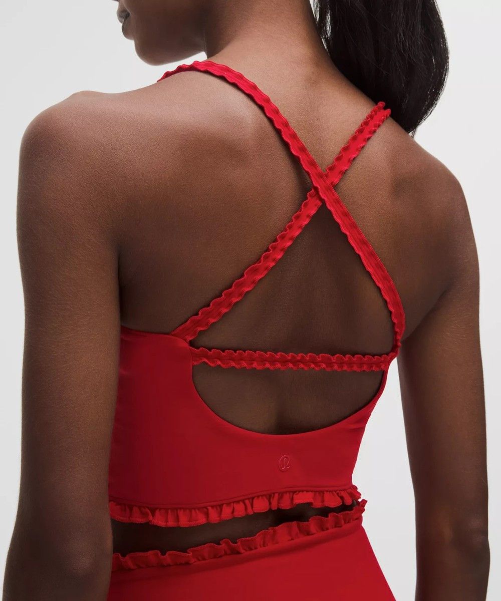 LULULEMON Nulu Ruffle-Trim Cropped Tank Top Dark Red XS S M L USPS NWT | eBay US