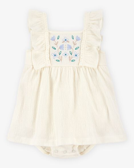 Baby Floral Flutter Bodysuit Dress - Ivory | Carter's Inc