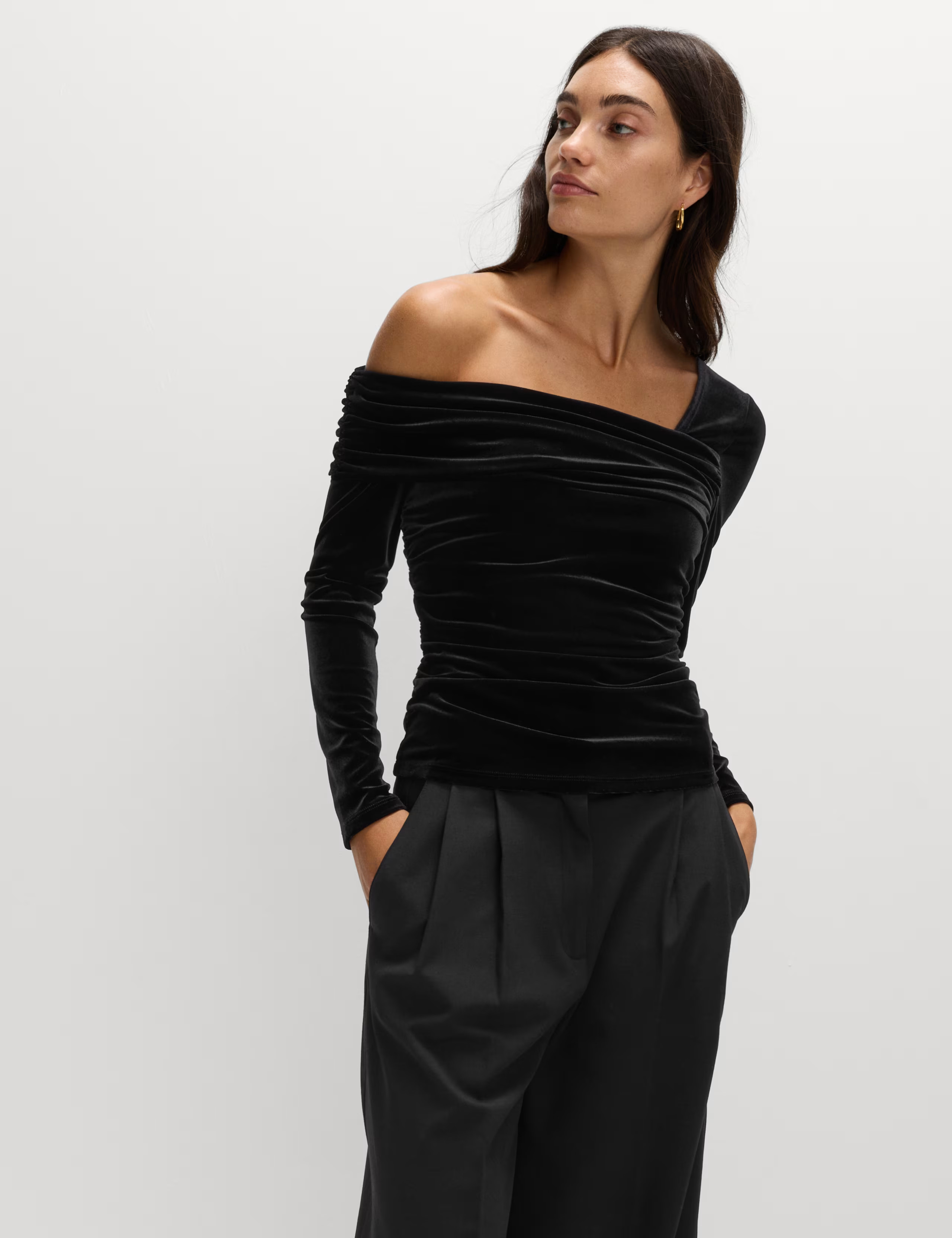 Velvet Asymmetric Neck One Shoulder Top | Marks & Spencer (UK)