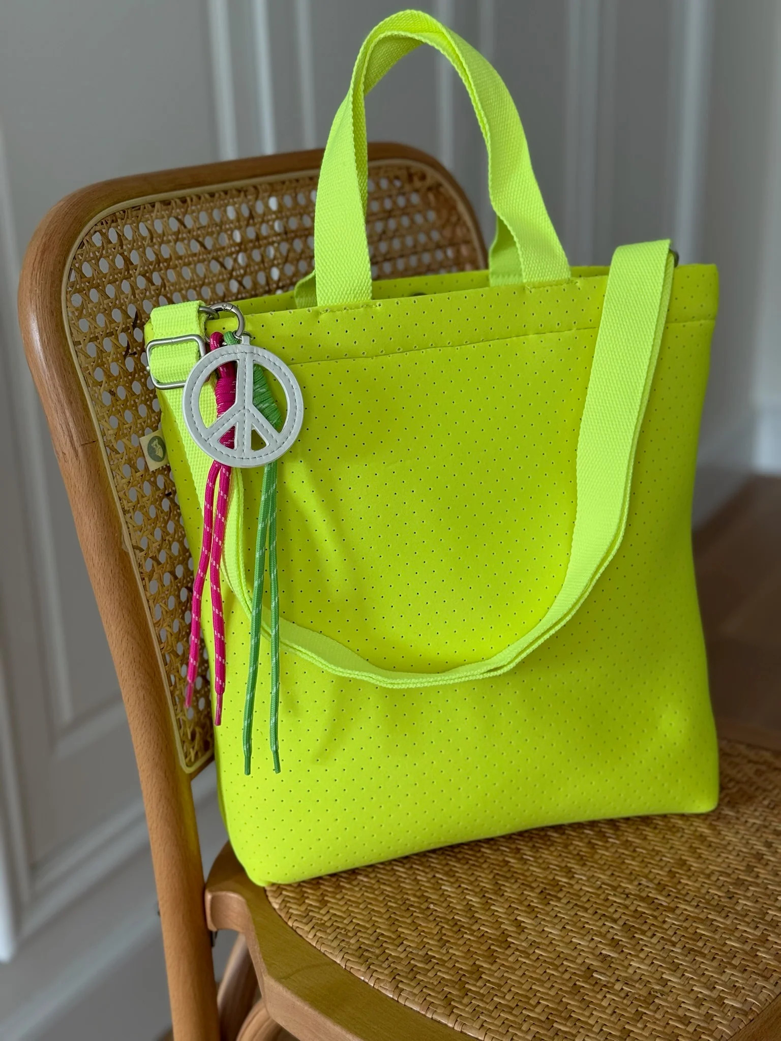 Trending Paracord Bag Charms - Peace Sign with Pink and Orange NEW! | Quilted Koala