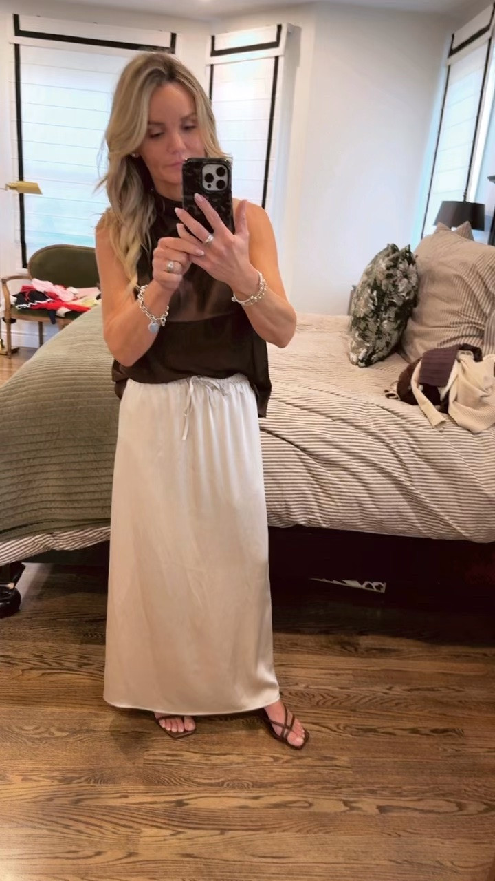 Silk skirt outfit. 🤎

#LTKSeasonal #LTKOver40 #LTKWorkwear
