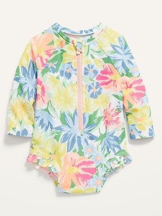 Printed Zip-Front Rashguard One-Piece Swimsuit for Baby | Old Navy (US)