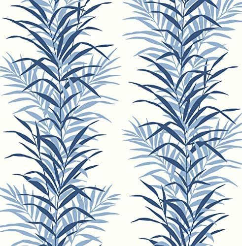 NextWall Leaf Stripe Botanical Peel and Stick Wallpaper (Carolina Blue) | Amazon (US)