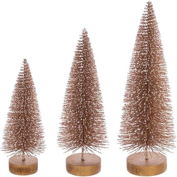 Vickerman 703243-8"-10"-12" Champagne Brush Tree Set/3 (LS220638) Christmas Decorative Tree | Amazon (US)