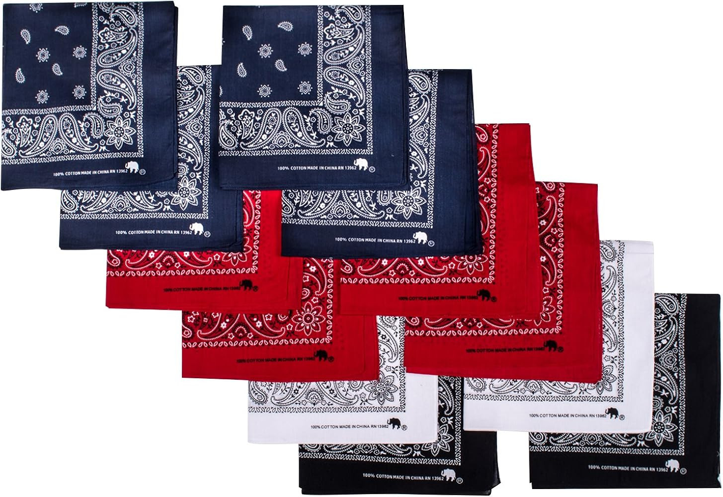 Elephant Brand Bandanas 100% Cotton Since 1898-12 Pack Assorted Colors | Amazon (US)
