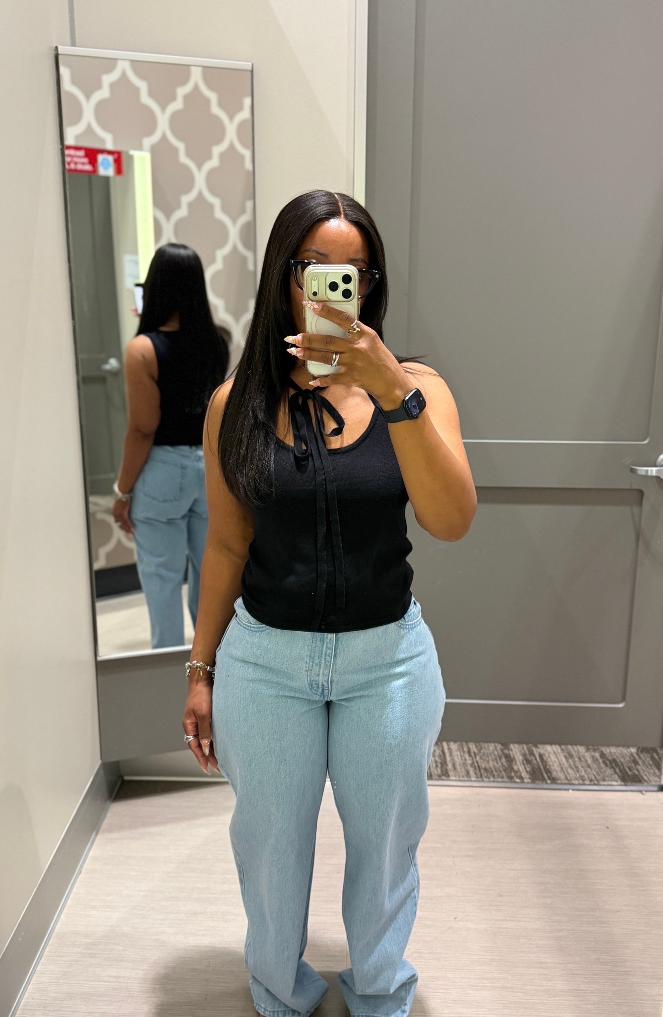 Wearing a size small in the top and a size 6 in the jeans. 

The jeans are a barrel look, but because I am short they don’t hit the same as the model. They are made more for taller ladies, but I like the fit so I wouldn’t mind getting the bottom tailored.  Really comfortable on and fit me well.

The top does have a tie up strung and has a knit texture to it. A simple look with a little extra to it

#LTKootd #LTKPetite #LTKU