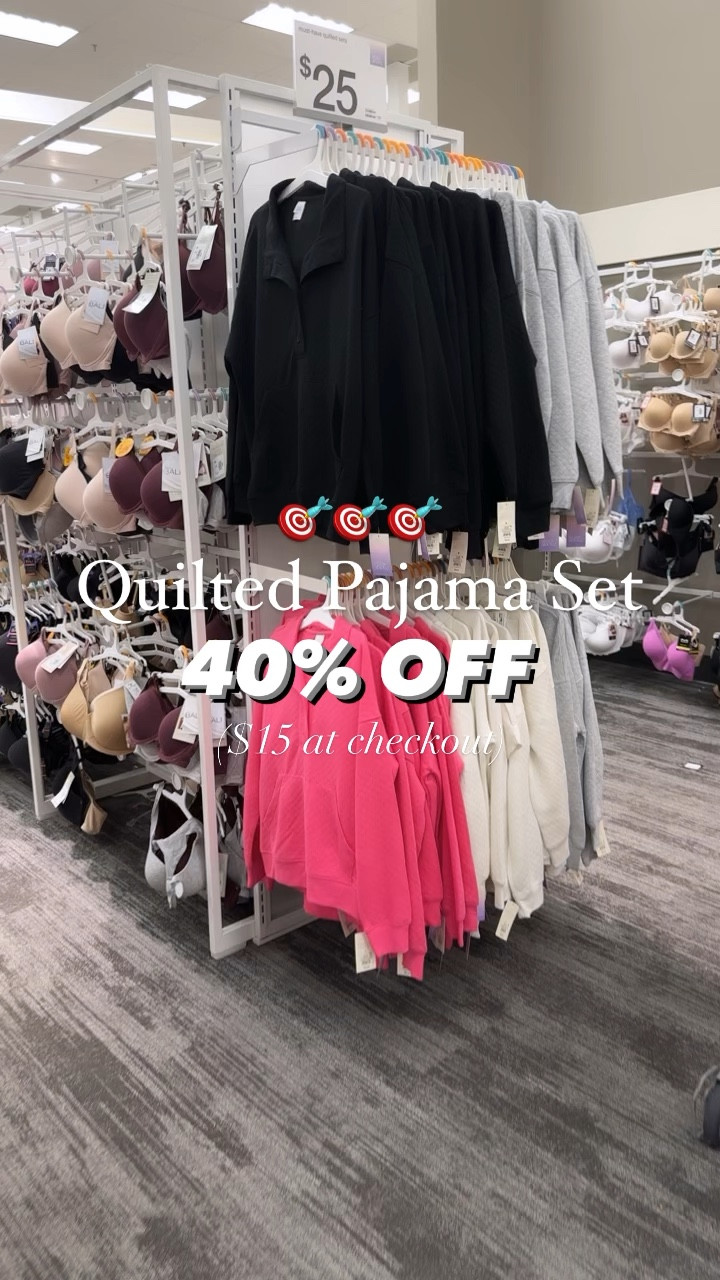 Cutest quilted pajama set now on sale for 40% off at target! 🎯 🎉  making that $15 at checkout! Would make the perfect gift for her, comes in four color options, and is super soft!

Follow me for more affordable fashion and gifting ideas!  



#LTKHoliday #LTKGiftGuide #LTKsalealert
