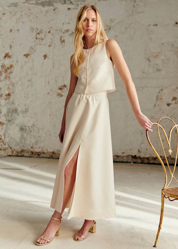 Sophie Skirt - Ecru - Virgin wool - Sézane | Sezane - UK