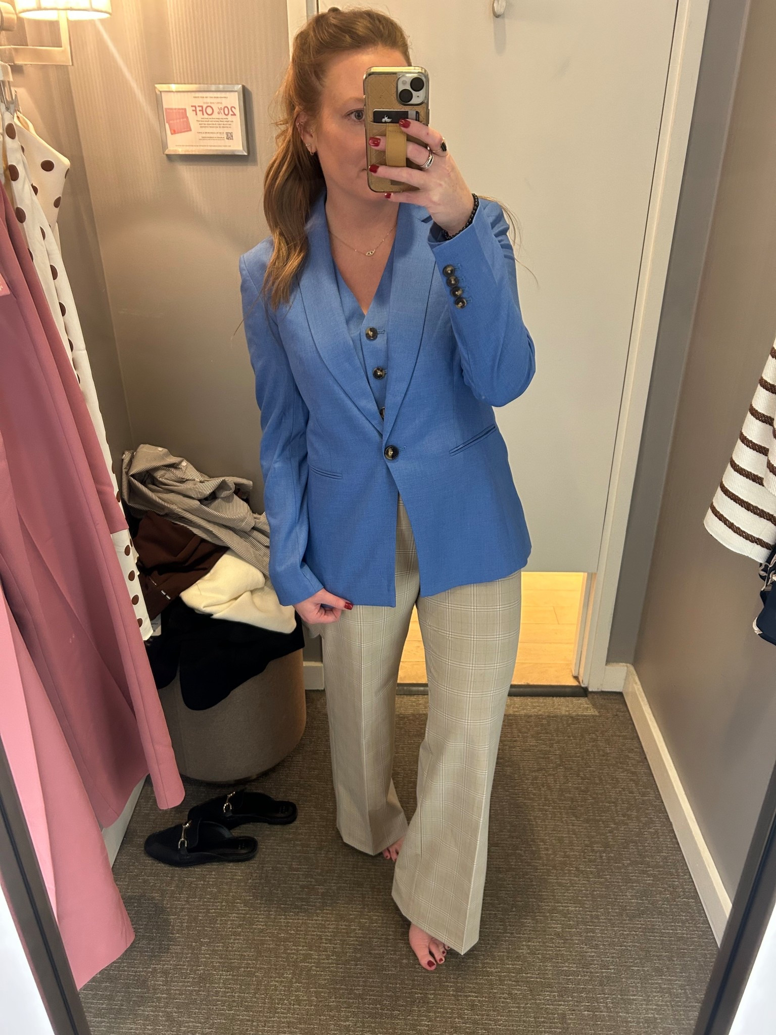 Spring workwear suiting 
Blue blazer (6)
Matching set 
Blue tailored vest (8)
Plaid pants (8)
Everything is tts 

#LTKSaleAlert #LTKSeasonal #LTKWorkwear
