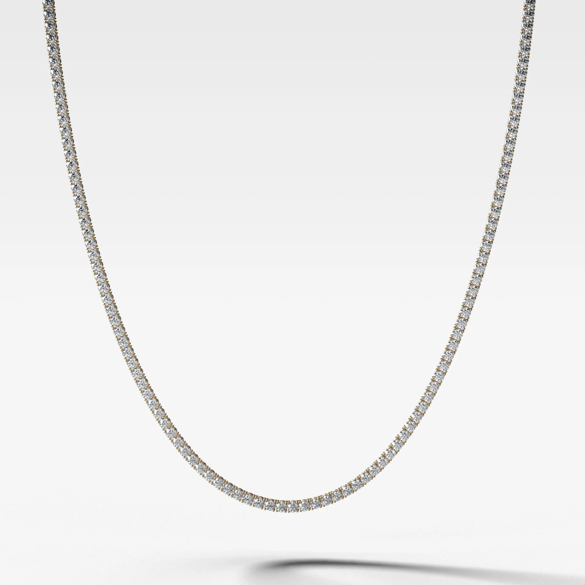 Straight Line Diamond Tennis Necklace 16in (5CTW-13.8CTW) - Yellow Gold / 14k / 13.8CTW Natural | Good Stone