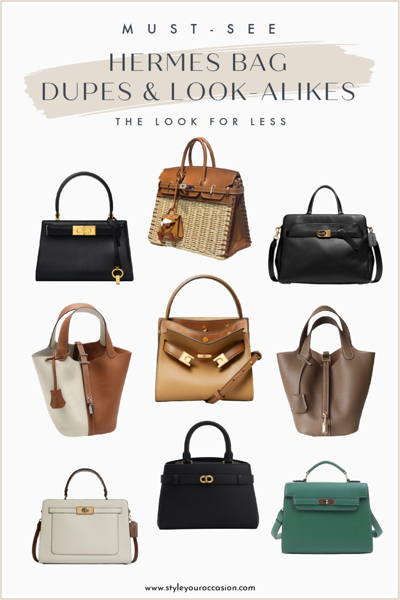 Looking for a cute Hermes look-like bag for less? Check out these affordable alternatives to the Hermes Kelly bag, Birkin bag, and Picotin bag! #lookforless #splurgeorsave #bag #dupe #Hermes 

#LTKitbag #LTKFind #LTKunder100
