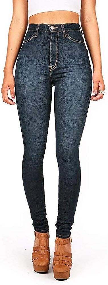 Vibrant Women's Juniors Classic High Waist Denim Skinny Jeans 7 Dark Denim at Amazon Women's Jean... | Amazon (US)