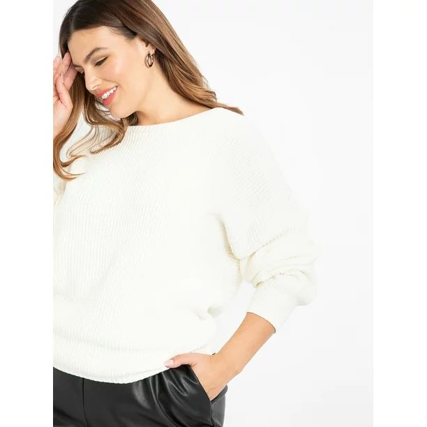 ELOQUII Elements Women's Plus Size Twist Back Sweater | Walmart (US)