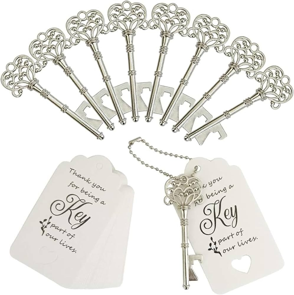 WODEGIFT 100 PCS Wedding Favors Bottle Opener,Wedding Gifts for Guest Vintage Skeleton Key Opener... | Amazon (US)