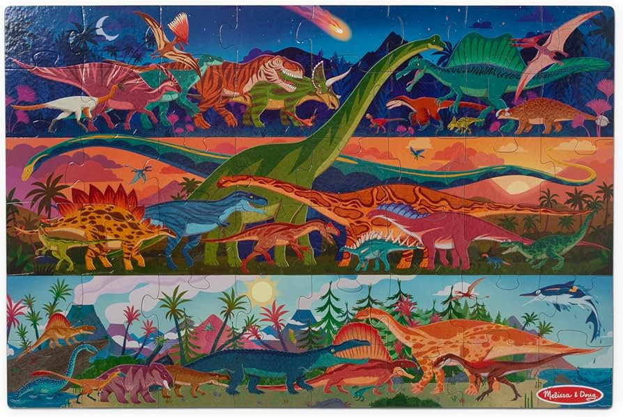 Melissa & Doug Dinosaurs Jumbo Floor Puzzle, 48-Piece Prehistoric-Themed Jigsaw Puzzle with Dinos... | Amazon (US)