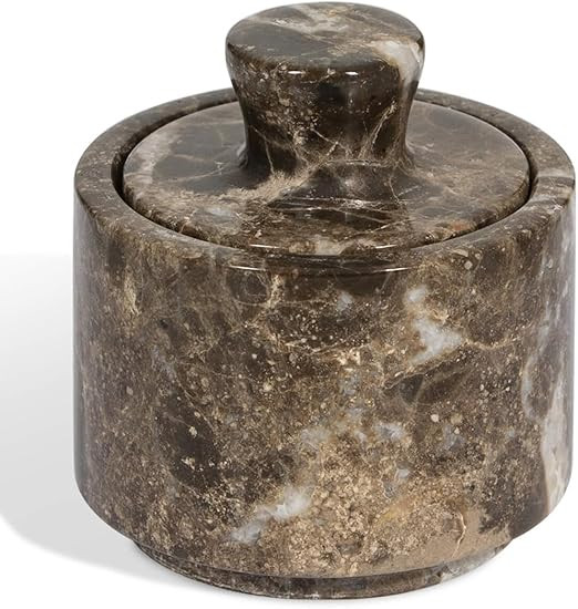 Brown Marble Salt Cellar with Lid (3.5oz) - Scratch-resistant & Easy-to-Clean Salt Containers for... | Amazon (US)