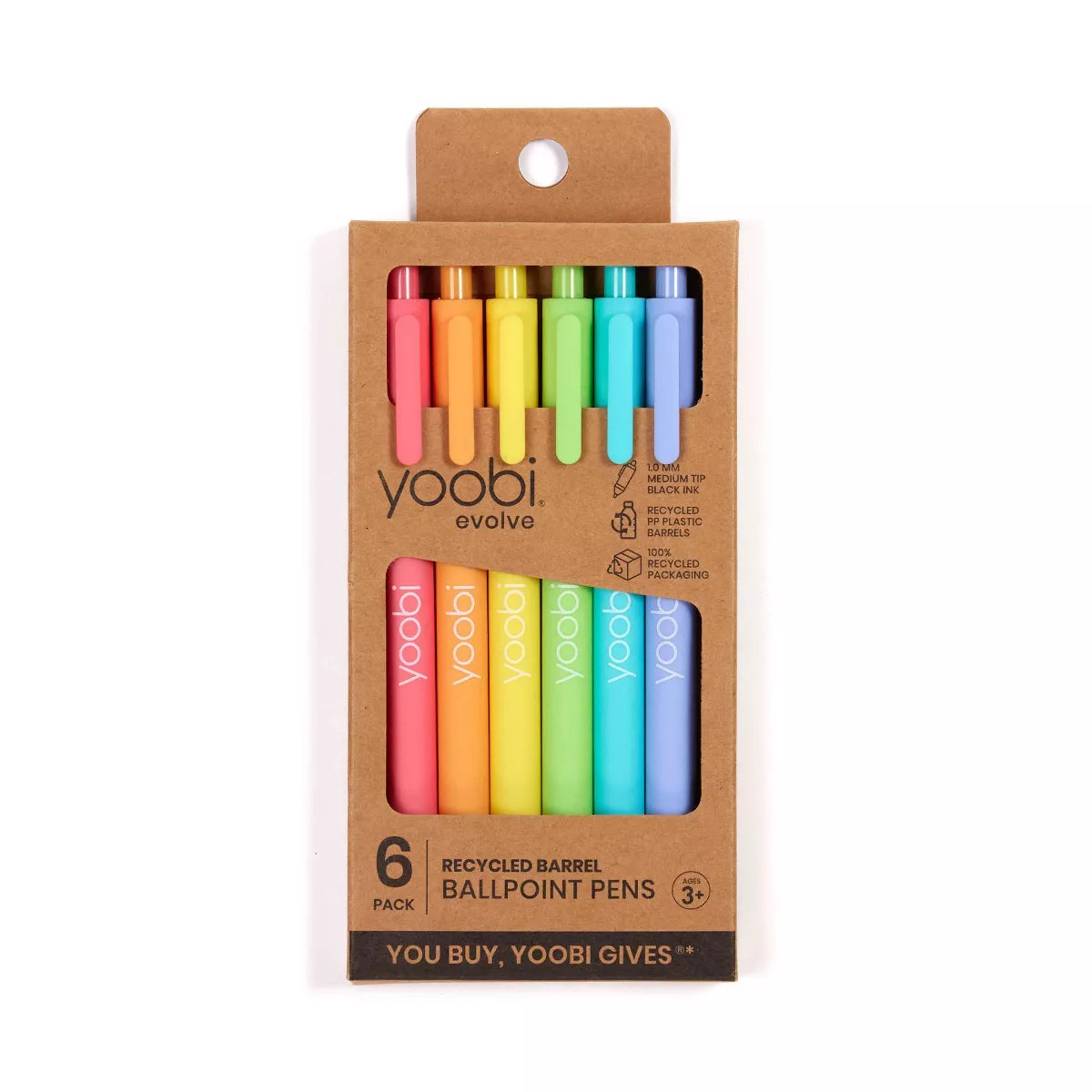 6pk Bold Color Ballpoint Pens Black Ink - Yoobi™ | Target