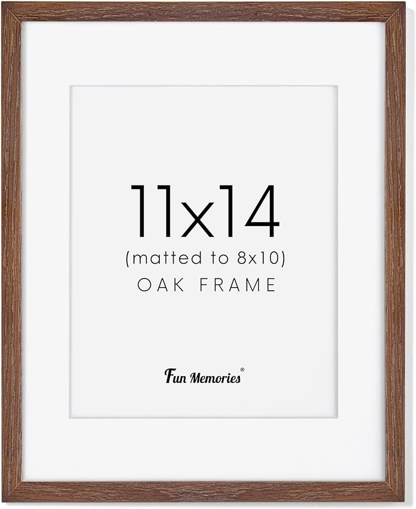 11x14 Wood Picture Frame, Solid Oak Wood Frame 11 x 14 for Wall, Display 8x10 with Mat or 11x14 w... | Amazon (US)