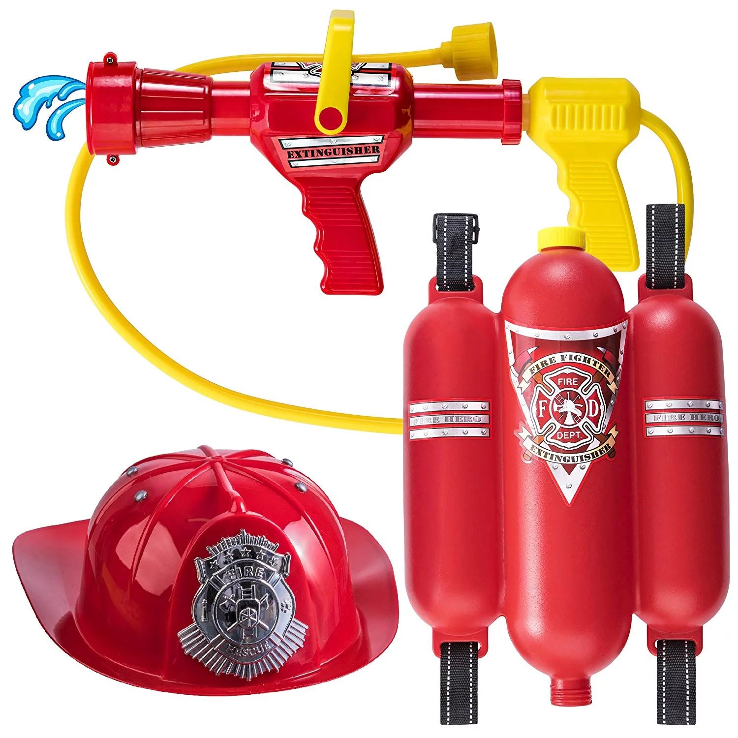 Prextex Fireman Backpack Water Gun Blaster with Fire Hat | Walmart (US)
