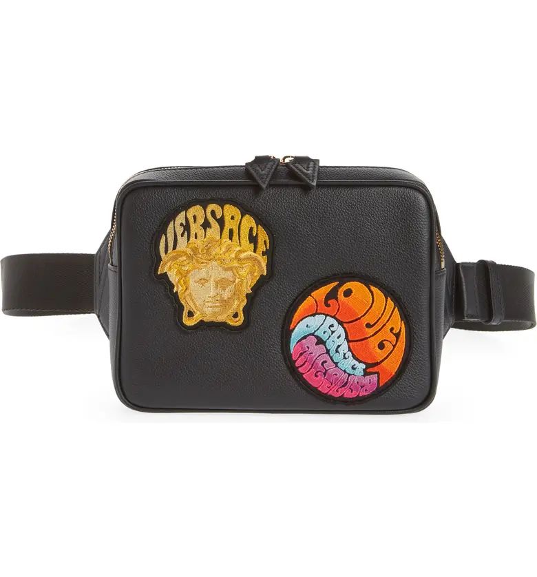 Medusa Music Embroidered Patch Leather Belt Bag | Nordstrom