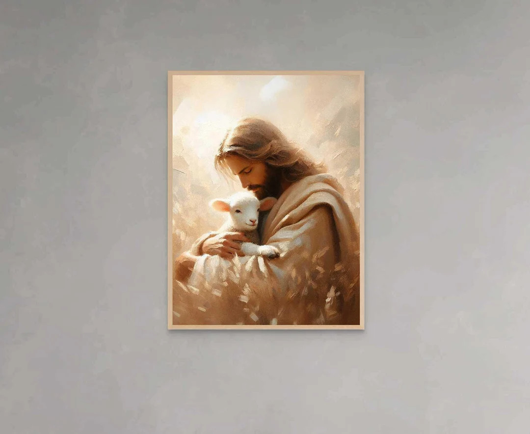 He Saved the One, Christian Art, Jesus and Lamb, Jesus Picture, LDS Art, Bible Art, Picture of Ch... | Etsy (US)