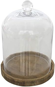 Stonebriar 8 Inch Clear Glass Dome Cloche with Rustic Wooden Base, 8", Brown | Amazon (US)