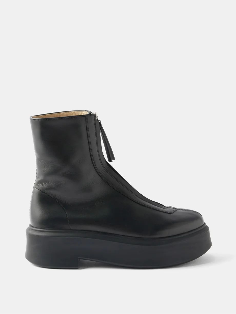 Zip-front leather ankle boots | Matches (US)