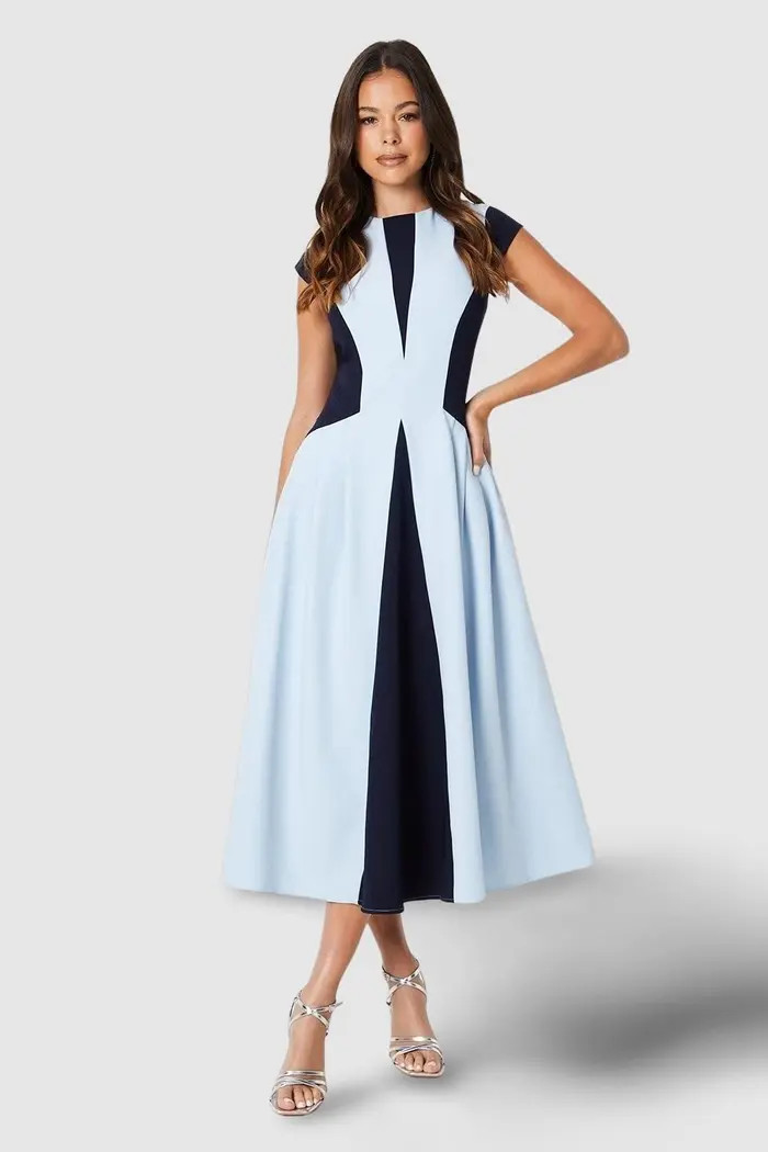 Crepe Color Block Midi Dress | Nordstrom