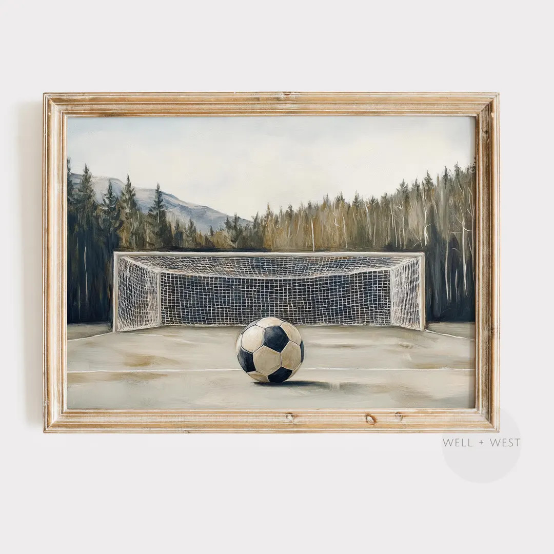 Soccer Net Print | Vintage Style Soccer Goal Painting | Boys Room Printable Art | Sports Office D... | Etsy (Global)