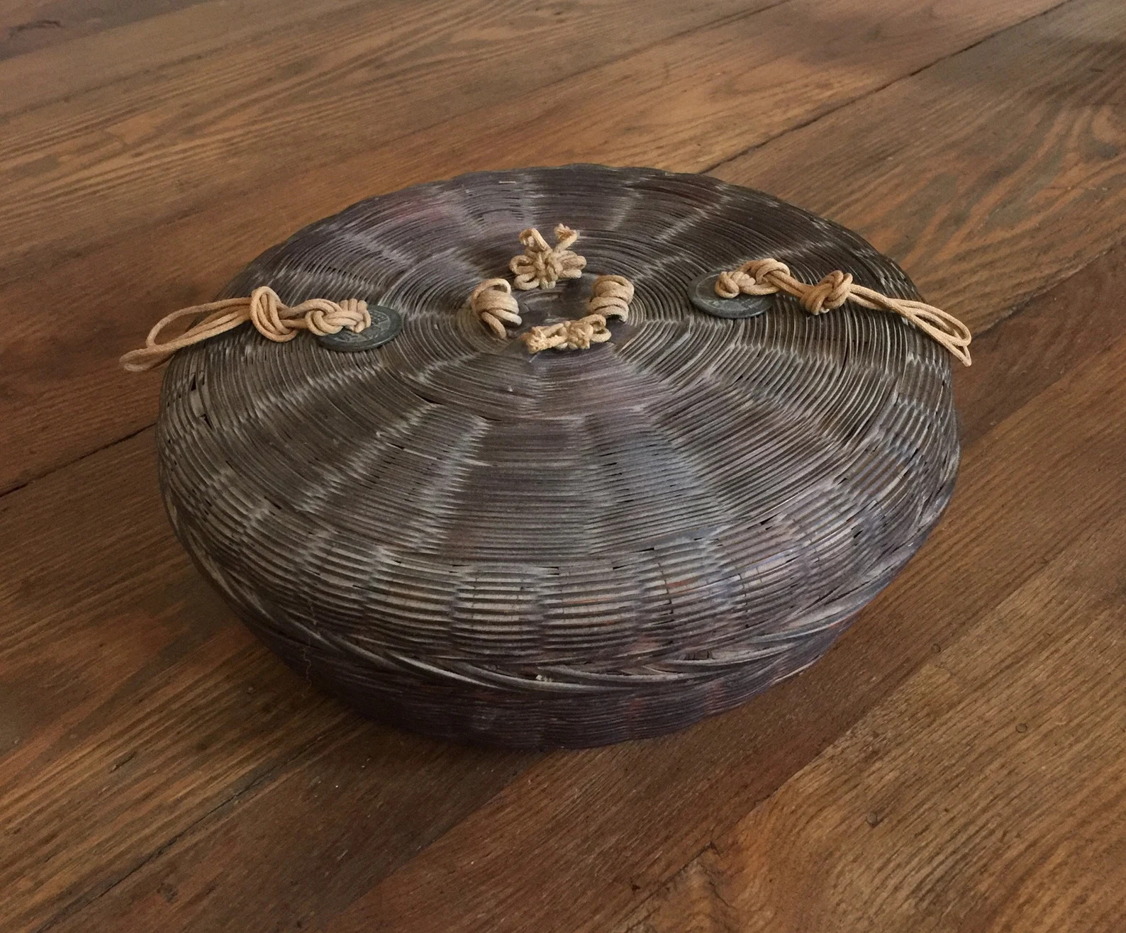 Antique Chinese straw sewing basket covered lidded with coins | Etsy | Etsy (US)