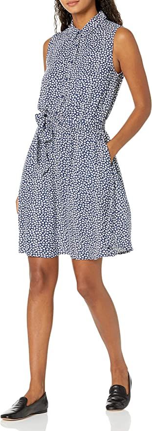 Amazon Essentials Women's Sleeveless Woven Shirt Dress | Amazon (US)
