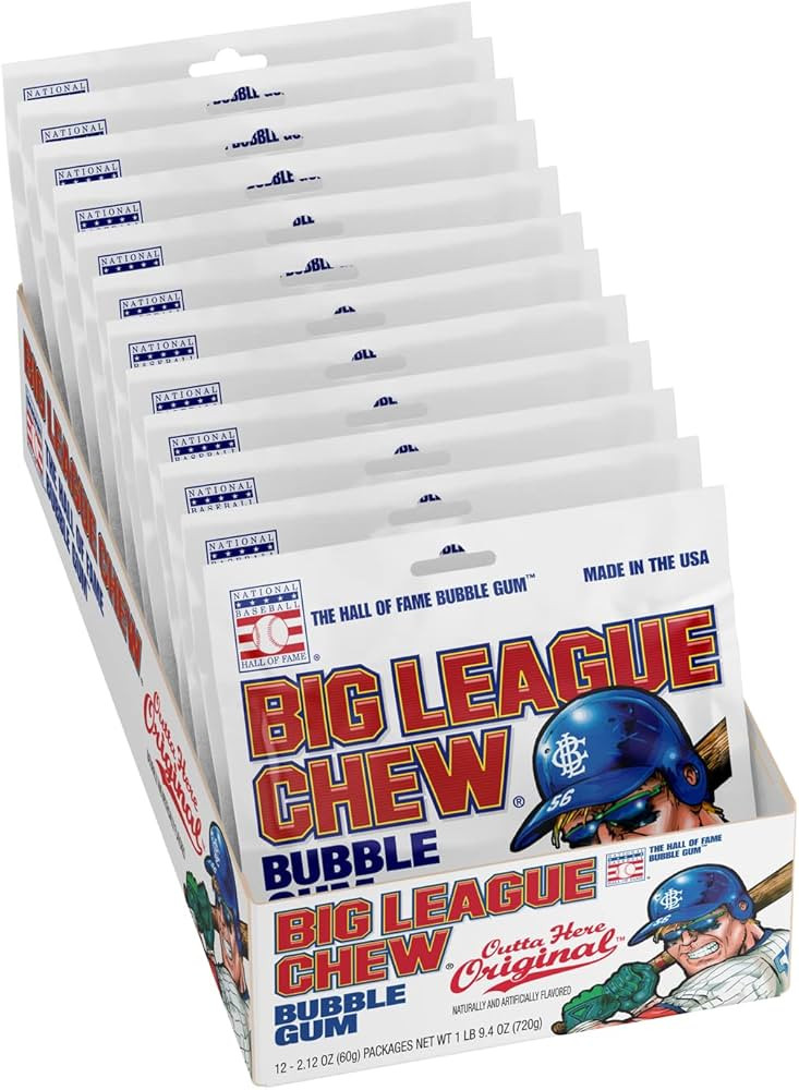 The Official Big League Chew Original Bubble Gum + Tray (12 Packs) | Amazon (US)