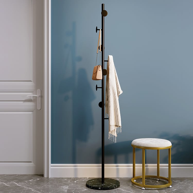 Modern Black Coat Rack Entryway Coat Hanger with Button Hooks | Homary | Homary
