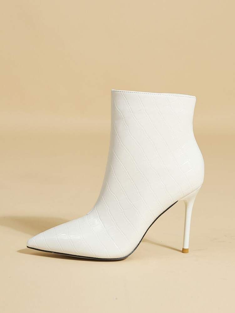 Textured Stiletto Heeled Boots | SHEIN